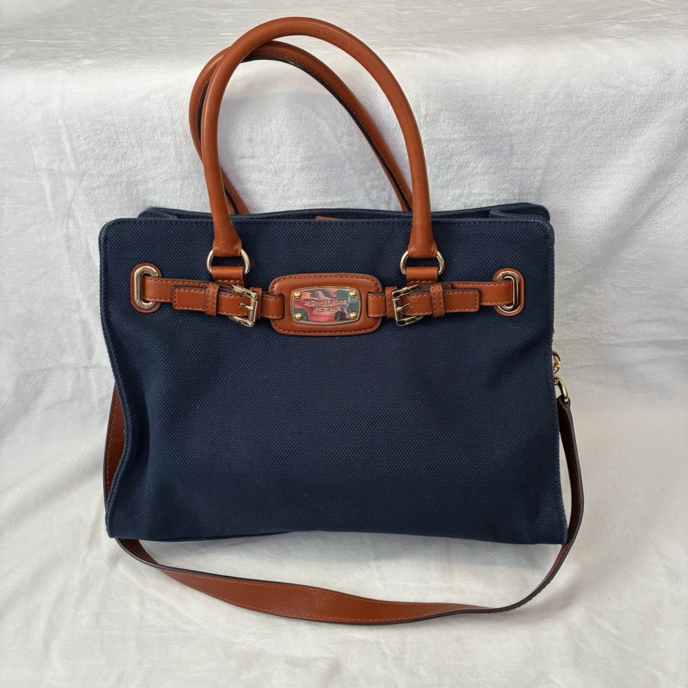 MICHAEL Michael Kors Blue Canvas Hamilton Tote Large